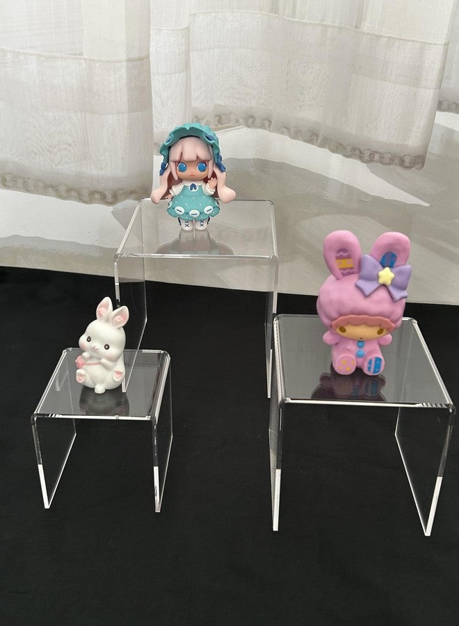 HESIN 2 Sets Clear Acrylic Display Stand for POP Figures Cupcake Risers Hoder Shop Retail Bridge Rack 3inch,4inch,5inch - Image 5