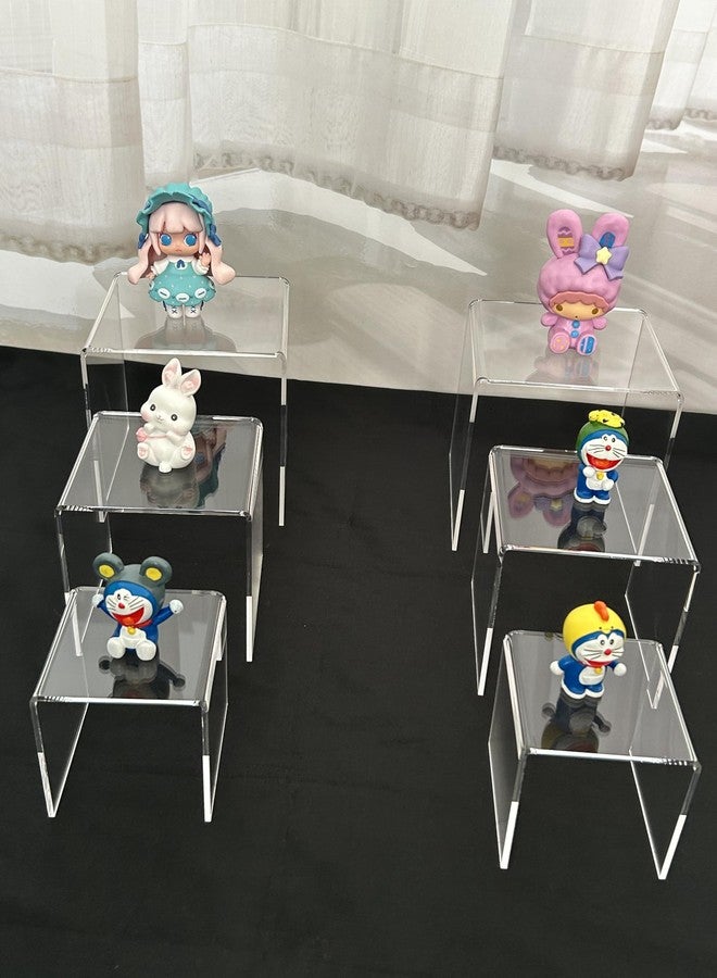 HESIN 2 Sets Clear Acrylic Display Stand for POP Figures Cupcake Risers Hoder Shop Retail Bridge Rack 3inch,4inch,5inch - Image 3