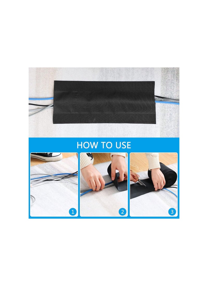 Generic - 1 meter Black Cord Cover Carpet Cable Cover Floor Cord Cover Cable Protector Cable Management for Office and home - Image 1