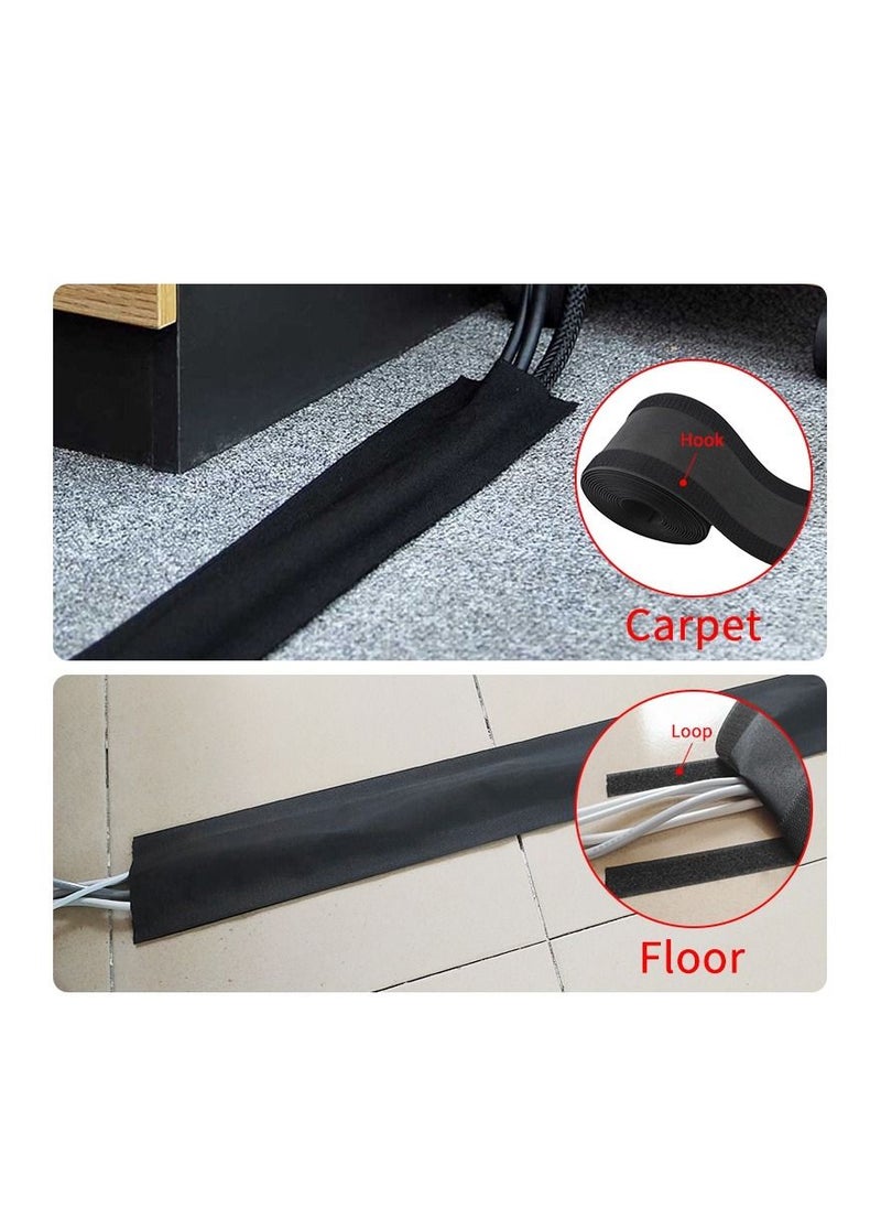 Generic - 1 meter Black Cord Cover Carpet Cable Cover Floor Cord Cover Cable Protector Cable Management for Office and home - Image 1