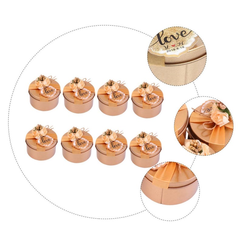 8pcs Gold Tin Storage Boxes With Lids For Wedding Favor Candy And Decorative Packaging - Image 5