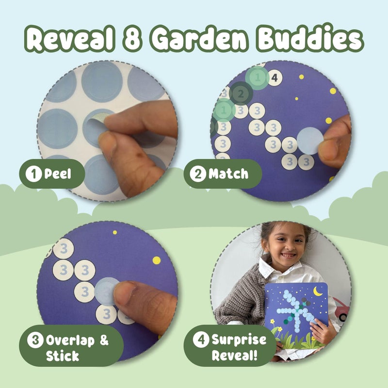 BINCA Dotties Dot Art Activity Kit, 1500+ Stickers, 8 Garden Animals Mess-Free Activities, DIY Dot Sticker Art, Kids Travel Activities, Easter Basket Stuffers & Gifts for Boys & Girls Ages 4,5,6,7 - Image 3