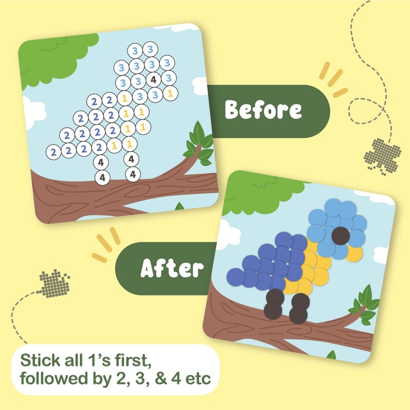 BINCA Dotties Dot Art Activity Kit, 1500+ Stickers, 8 Garden Animals Mess-Free Activities, DIY Dot Sticker Art, Kids Travel Activities, Easter Basket Stuffers & Gifts for Boys & Girls Ages 4,5,6,7 - Image 4