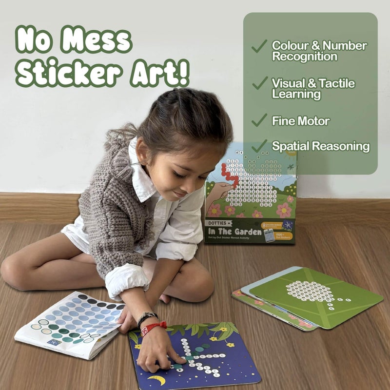 BINCA Dotties Dot Art Activity Kit, 1500+ Stickers, 8 Garden Animals Mess-Free Activities, DIY Dot Sticker Art, Kids Travel Activities, Easter Basket Stuffers & Gifts for Boys & Girls Ages 4,5,6,7 - Image 5