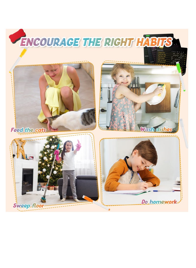 تقويم بيضاء جافة مغناطيسي، 4 قطع من مخطط المهام المغناطيسي للأطفال مع 8 علامات ملونة وممحاة واحدة، مخطط مكافآت، مخططات سلوك بيضاء جافة للأطفال والمراهقين والبالغين والعائلات، باللون الأسود - Image 3