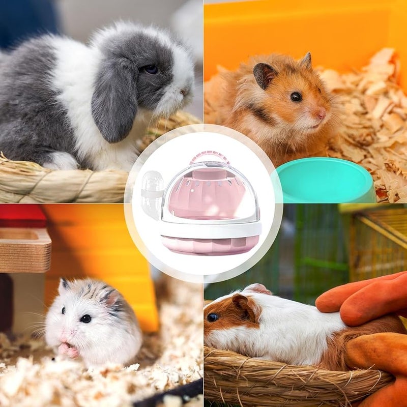 Pink Small Animal Carrier Travel Cage With Removable Water Bottle For Hamsters Guinea Pigs Birds - Image 5