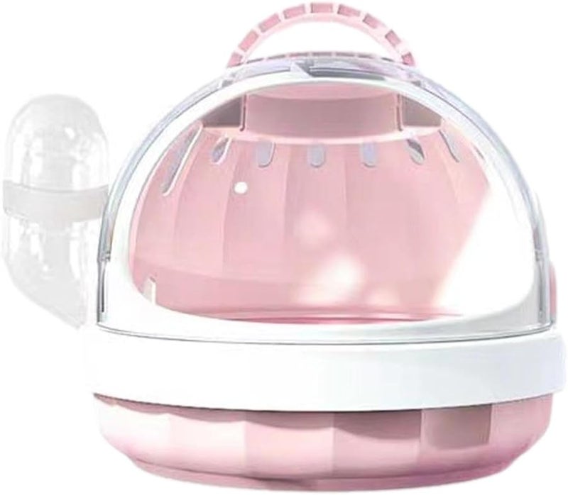 Pink Small Animal Carrier Travel Cage With Removable Water Bottle For Hamsters Guinea Pigs Birds - Image 1