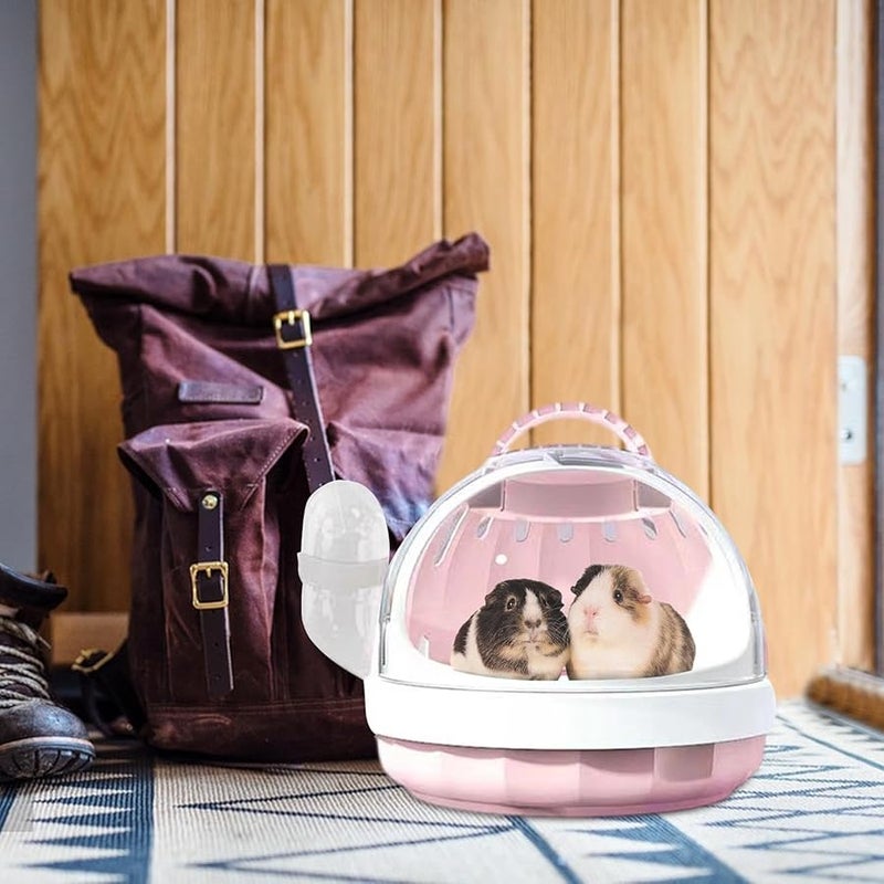 Pink Small Animal Carrier Travel Cage With Removable Water Bottle For Hamsters Guinea Pigs Birds - Image 4