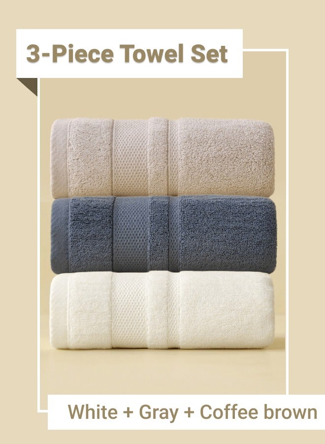 3 قطع من المناشف القطنية المضادة للبكتيريا - فائقة النعومة، سميكة، وذات قدرة عالية على الامتصاص، مثالية للاستخدام في المنزل، الصالة الرياضية، والسفر، قابلة للتنفس وسريعة الجفاف (رمادية) - Image 1