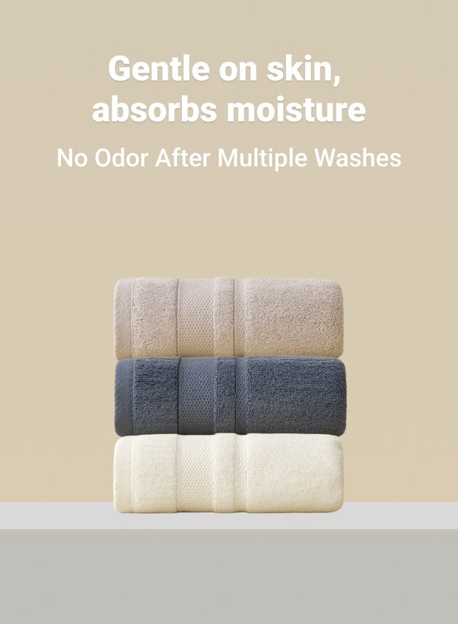 3 قطع من المناشف القطنية المضادة للبكتيريا - فائقة النعومة، سميكة، وذات قدرة عالية على الامتصاص، مثالية للاستخدام في المنزل، الصالة الرياضية، والسفر، قابلة للتنفس وسريعة الجفاف (رمادية) - Image 3