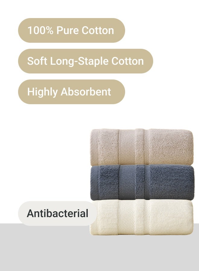 3 قطع من المناشف القطنية المضادة للبكتيريا - فائقة النعومة، سميكة، وذات قدرة عالية على الامتصاص، مثالية للاستخدام في المنزل، الصالة الرياضية، والسفر، قابلة للتنفس وسريعة الجفاف (رمادية) - Image 2