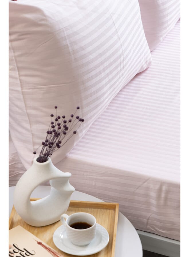 محلة ملاية سرير بأستك - ساتان - وردي - 180*200 +35 cm - قطن مصري 100% - Image 2