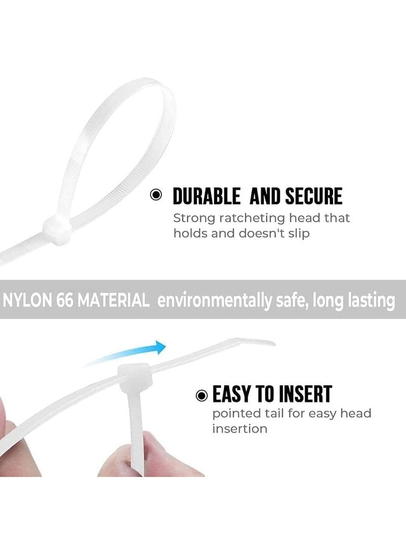 ECVV® Cable Ties | 300 x 4.8 mm 12" inch | 100 White Nylon Cable Ties | Self-Locking, Heat Resistant, Anti-Slip | Indoor & Outdoor Use - Image 5