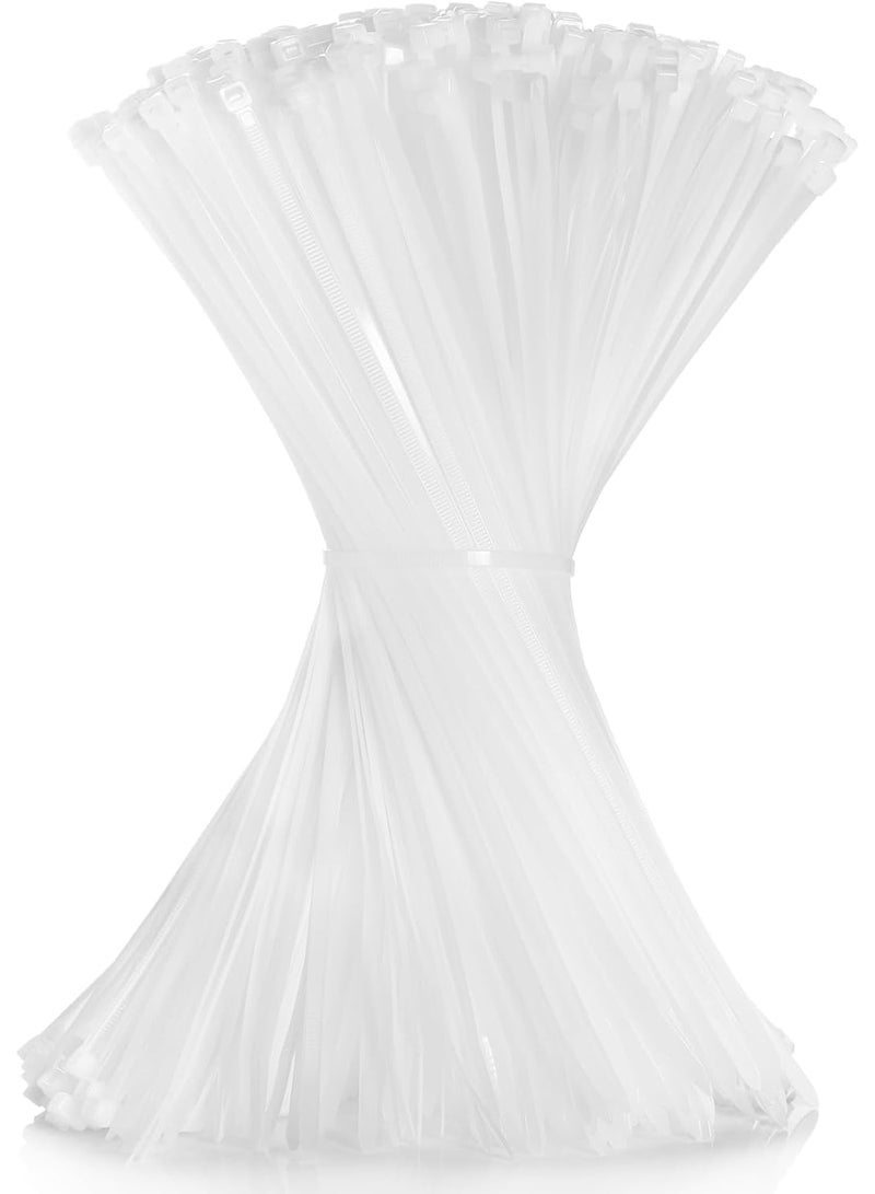 ECVV® Cable Ties | 300 x 4.8 mm 12" inch | 100 White Nylon Cable Ties | Self-Locking, Heat Resistant, Anti-Slip | Indoor & Outdoor Use - Image 1