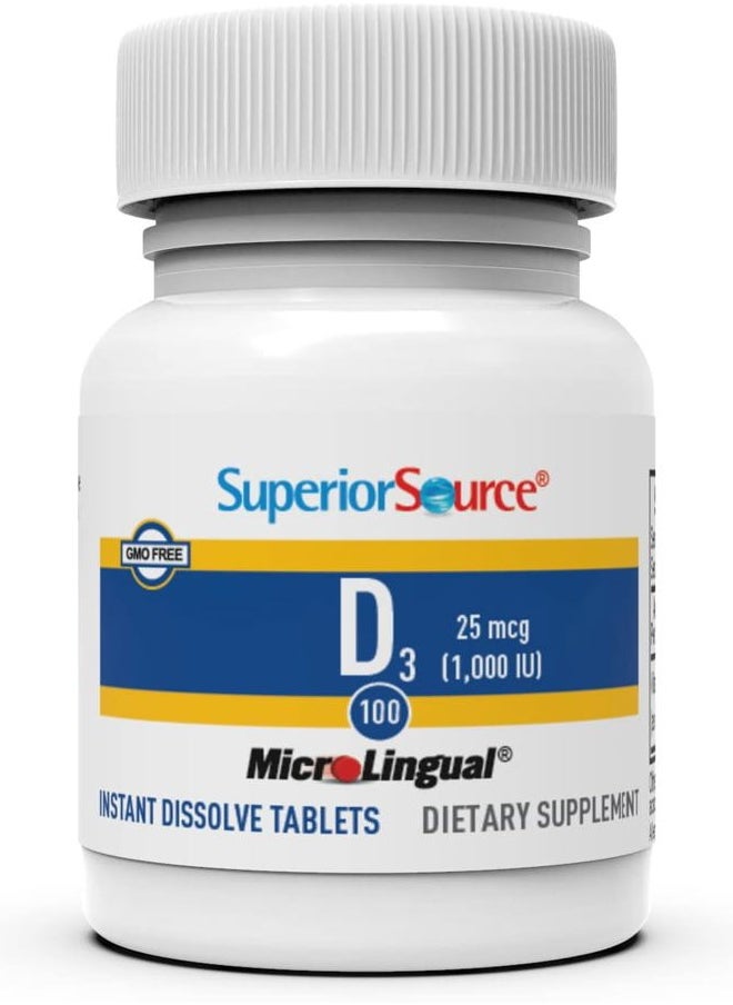 Superior Source Vitamin D3 1000 IU - Offers Immune System, Brain & Nervous System Support - Aids Calcium Absorption for Teeth & Bone Health - Bariatric Friendly - 100 Sublingual Dissolving Tablets  - Image 3