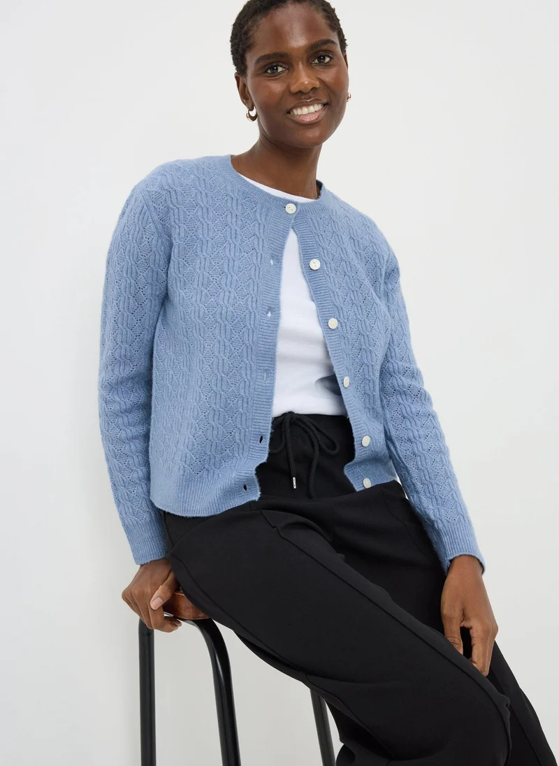 Matalan Blue Pointelle Knit Cardigan