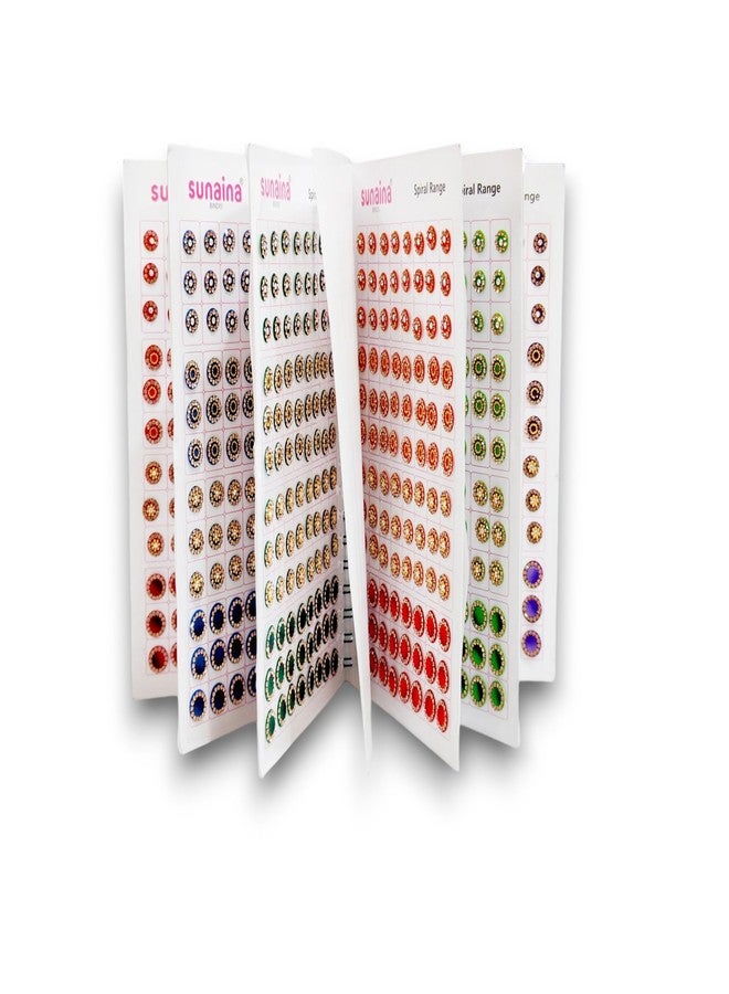 Sunaina Spiral Multicolor Doubleshade Mix Desginer Crystal Stone Bindis Forehead Kumkum Sticker Bindi Book for Women & Girls! - Image 1