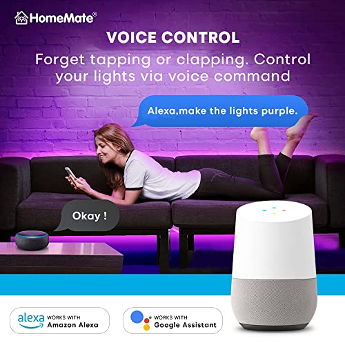 Home Mate HomeMate Wi-Fi Multicolour Smart LED Strip Kit | 10 Meters | Music Sync Feature | No Hub Required | Works with Amazon Alexa, Google Home & Siri (RGB 10 Meter Kit with Built-in Mic Controller) - Image 5