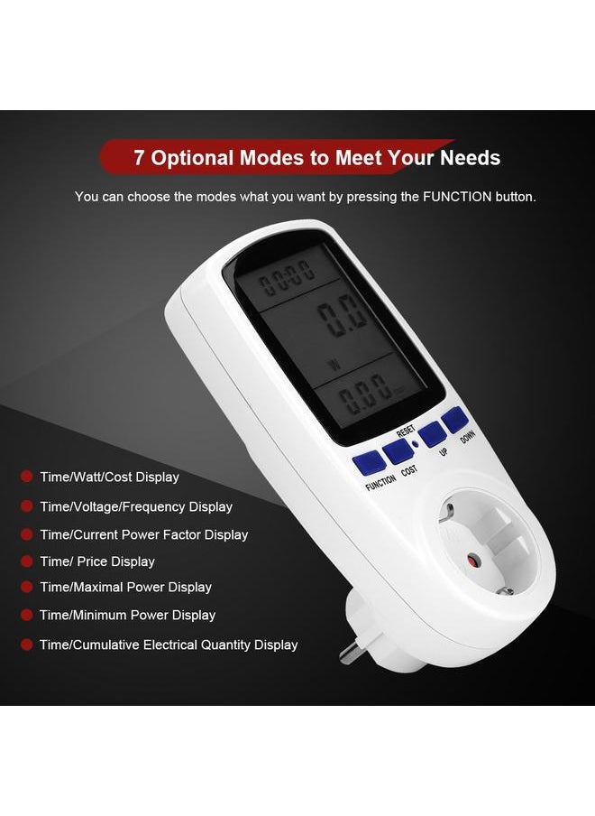 Electricity Usage Monitor Power Meter Plug KWH Consumption Analyzer with LCD Display