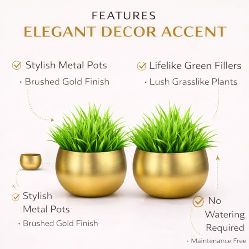 Akaar Decor's Metal Moon Design Vase with Golden Finish with Artificial Hydrangea Flowers | Plants | Table Decorative Flower Pot | Vase with Flowers (AK_Metal_Pot_Fern_2) - Image 4