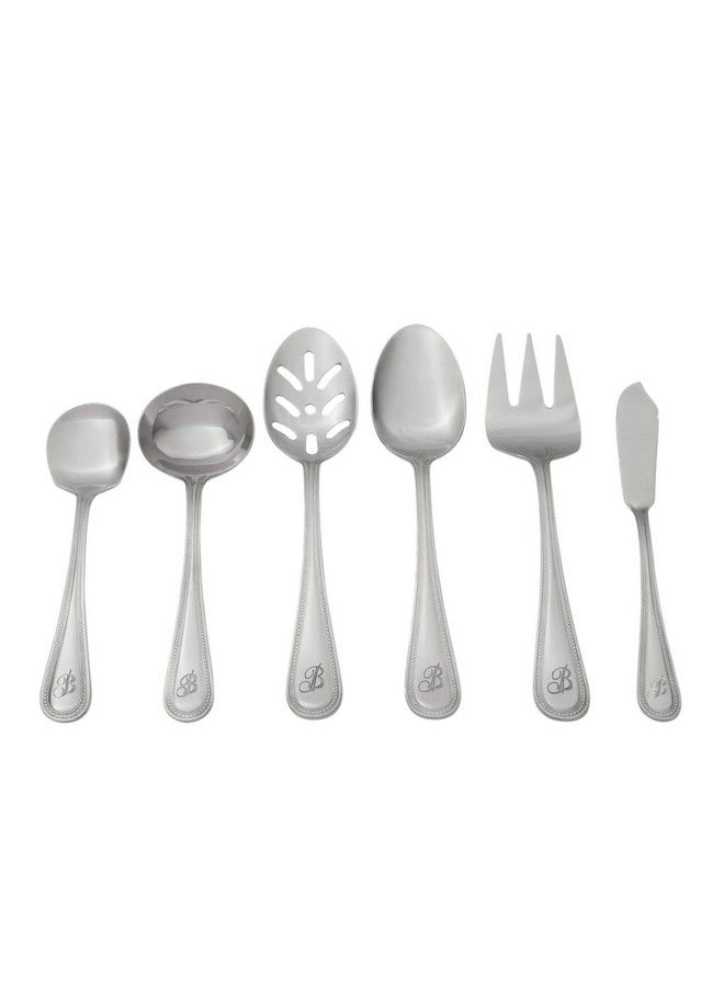 RiverRidge 10148 Beaded 46 Piece Monogrammed Flatware Set Letter D No Size Silver - Image 5