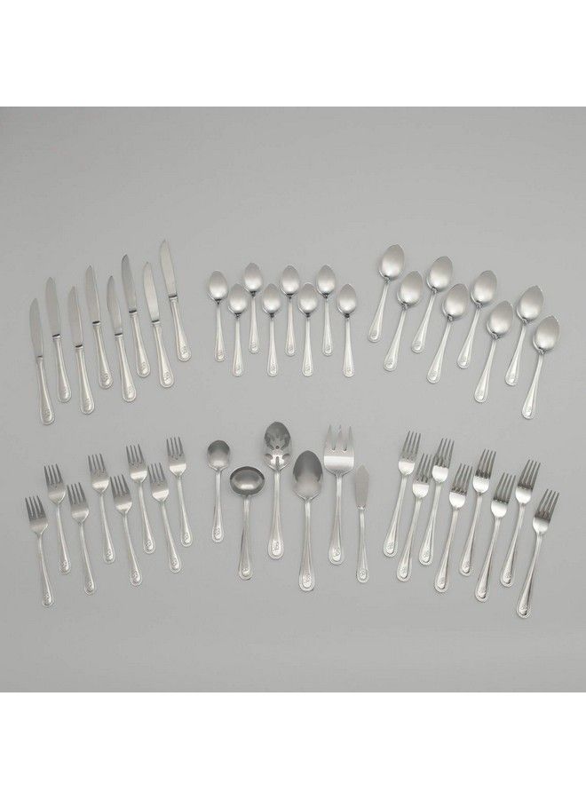 RiverRidge 10148 Beaded 46 Piece Monogrammed Flatware Set Letter D No Size Silver - Image 4