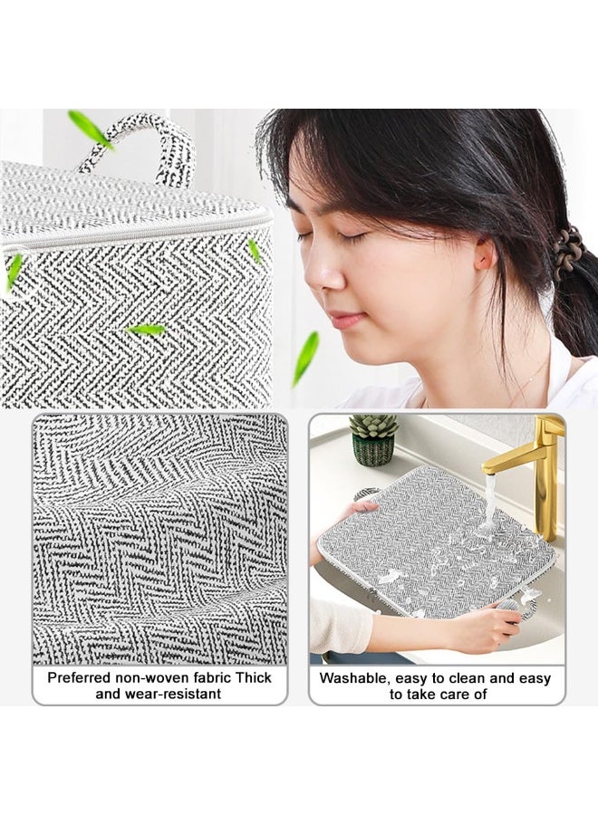 2 PCS Large Capacity Clothes Storage Bags with Zips, Portable Non Woven Closet Organizer Foldable Storage Containers for Comforters Blankets Bedding Wardrobe Storage (110L) - Image 5