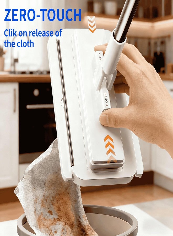 KZKR Mini Flat Mop Touch Free Press Grip Removable Extension Bar Polvo Mini Lazy Dust Mop and Sweeping Mop for Wet and Dry Disposable Pads, Multi-Surface Floor Cleaning (48 Length, 5 Sheets Included - Image 4