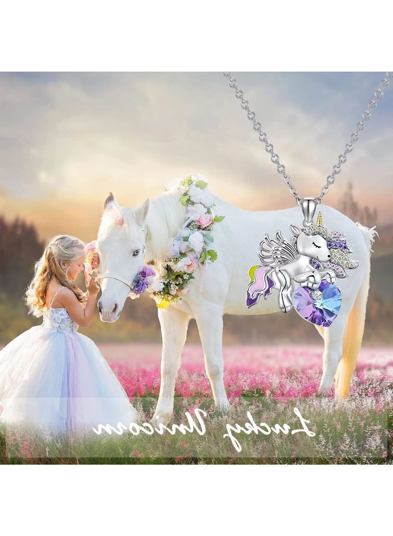 SOLARAE قلادة باندنت من الفضة الإسترلينية 925، قلادة للبنات مع باندنت كريستالي، مجوهرات يونيكورن هدايا للبنات، ابنة، حفيدة، ابنة أخ، عيد ميلاد - Image 5