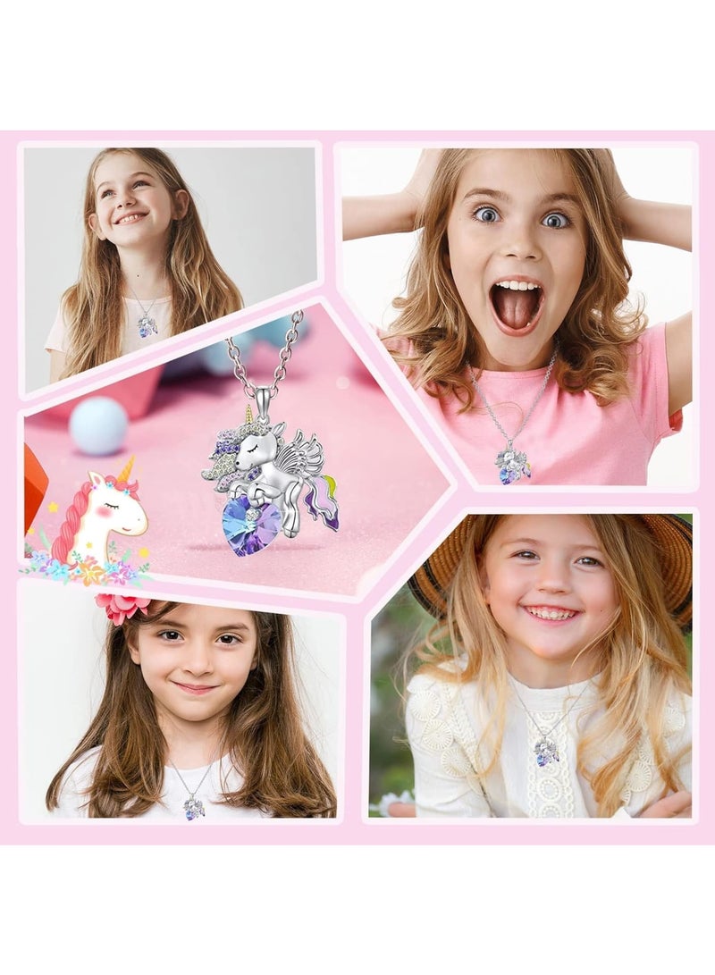 SOLARAE قلادة باندنت من الفضة الإسترلينية 925، قلادة للبنات مع باندنت كريستالي، مجوهرات يونيكورن هدايا للبنات، ابنة، حفيدة، ابنة أخ، عيد ميلاد - Image 4