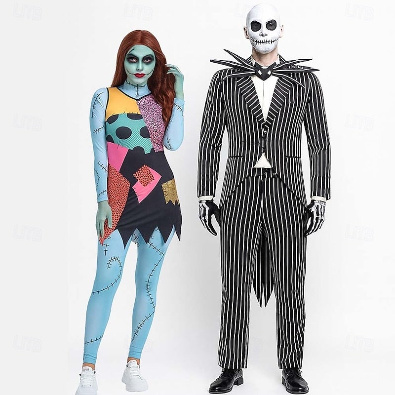 Y&D Fancy Costume Suits & Blazers Halloween Group Couples Costumes Sally Jack Skellington The Nightmare Before Christmas Horror Adults' Men's Women's Halloween Carnival Masquerade Performance Easy - Image 2