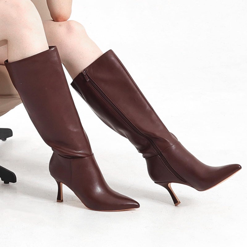 Vipost 3.3-inch Kitten Heel Boots for Women, Knee High Pointed Toe Boots for Women, Tall Long Boot Side Zipper, Fall Winter Fasion 2025 - Image 2