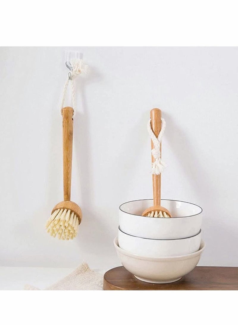 واي آند دي Dish Brush Kitchen with Bamboo Handle for Pot Pan Scrubber - Image 3