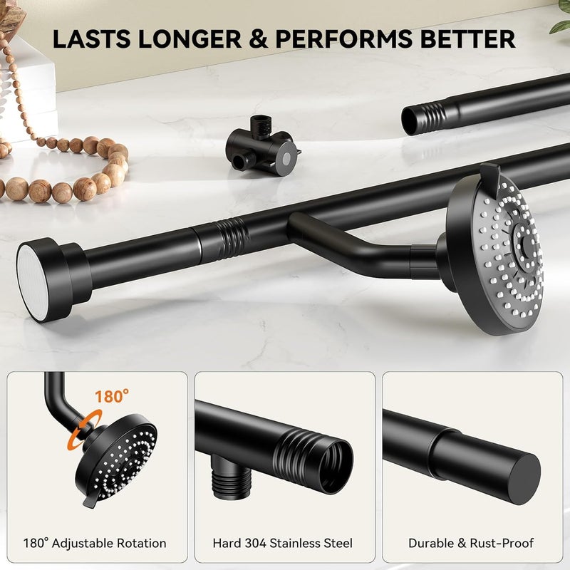 NTPN Dual Shower Head for Couples, High Pressure Double Shower Heads for Two People Rod, Two Showerhead System Fit 2 Person, Birthday Gifts for Women Men, Spa-Like (Black) Segmented Design - Image 5