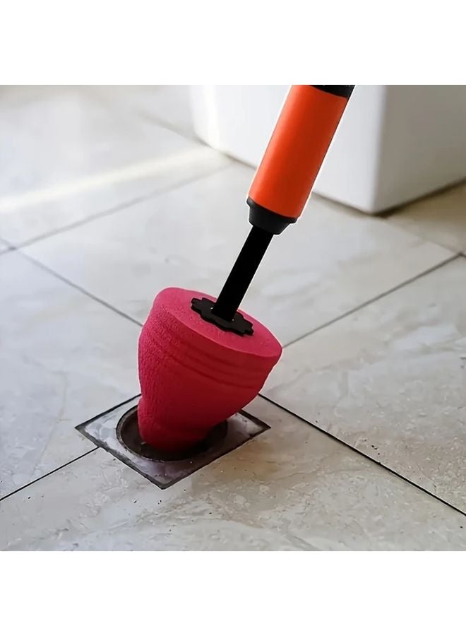 Red Heavy Duty Pneumatic Toilet Plunger Manual Pump Drain Cleaner Thick Rubber Seal Splash Proof - Image 4
