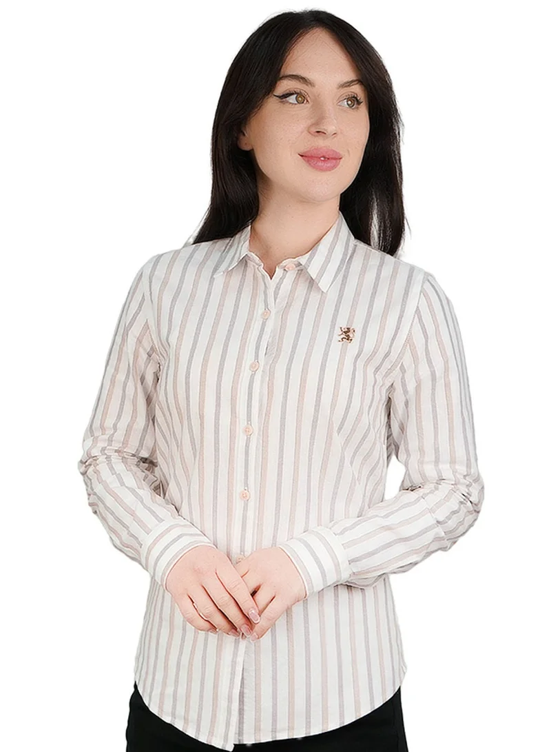 Women’s Slim Fit Cotton Oxford Shirt | Acute Collar with Embroidery