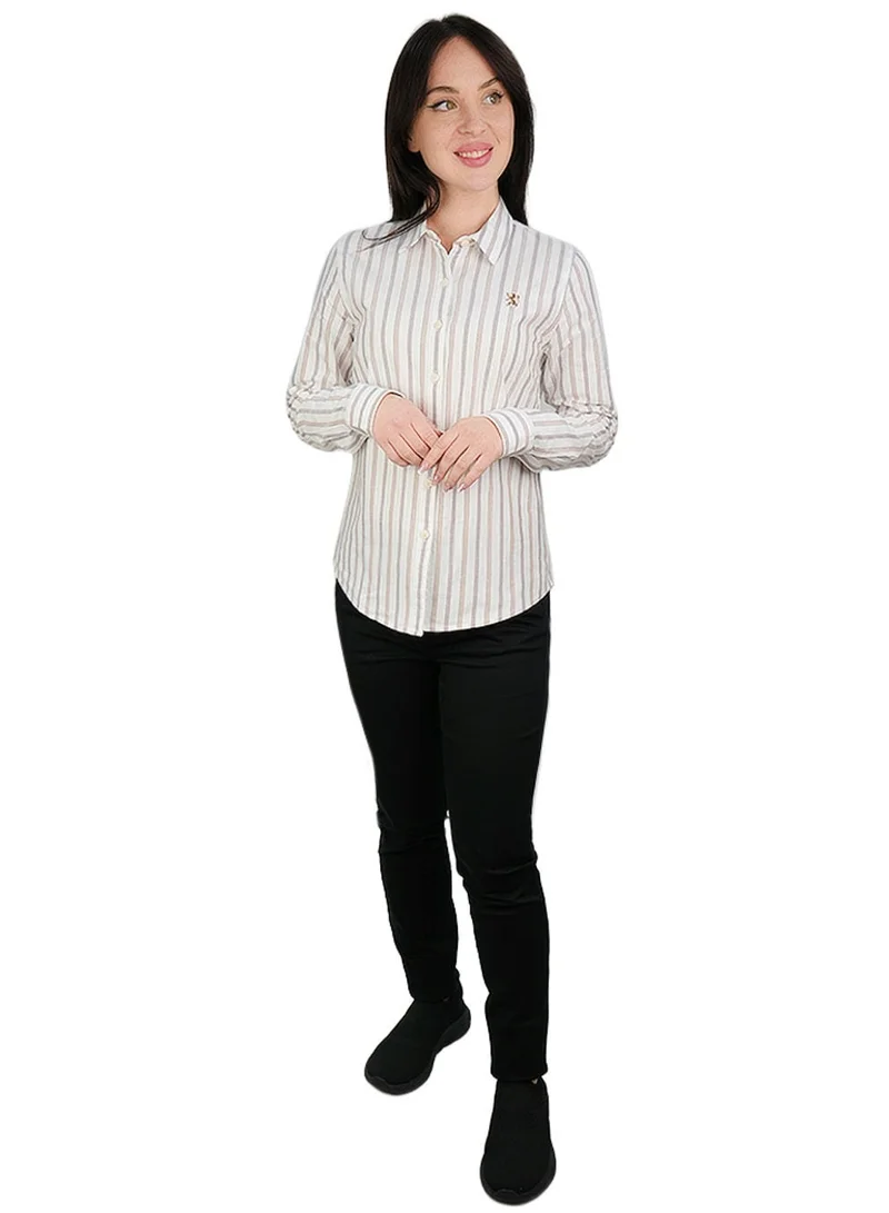 GIORDANO  Women’s Slim Fit Cotton Oxford Shirt | Acute Collar with Embroidery for Women | Best Price UAE