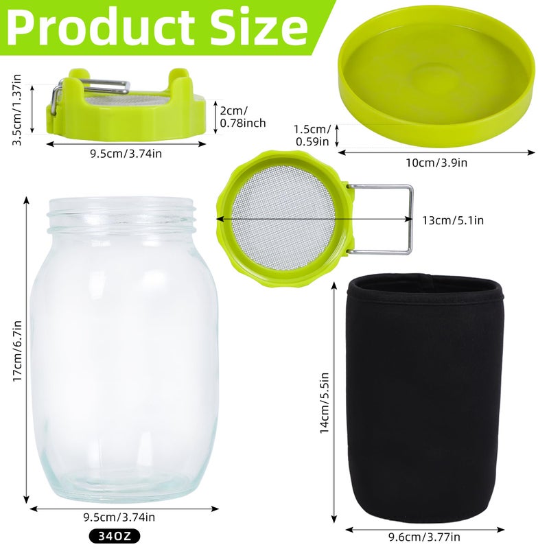 Sozize Sprouting Kit Sprouts Growing Kit 34oz Wide Mouth Seed Sprouting Jar Germination Kit 304 Stainless Screen Lid and Stand Blackout Sleeve Tray for Growing Bean Alfalfa Sprout Seeds - Image 5