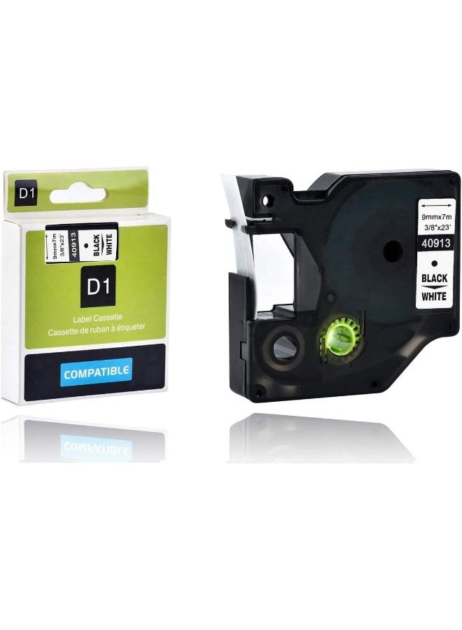 Royal Apex Dymo D1 Compatible Labeling Tape 40913 | 9Mm X 7M Black On White | Refills For Dymo Label Manager 160 280 Pnp 360D Label Writer 450 Duo Etc - Image 1