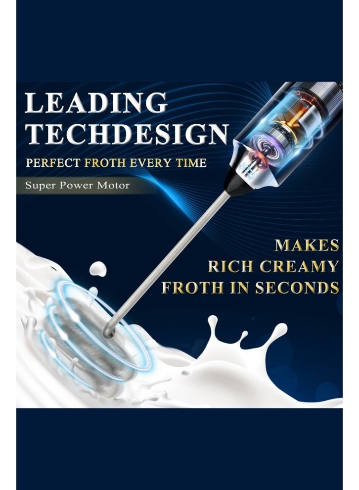 2-in-1 Handheld Milk Frother and Egg Whisk, Portable Design, Long Battery Life, USB Charging, Stainless Steel Stem, Frother, Mixer, Drink Mixer, Egg Whisk, Low Noise, Ideal for Coffee, Latte, Cappuccino, Espresso, Hot Chocolate, and More. - Image 2