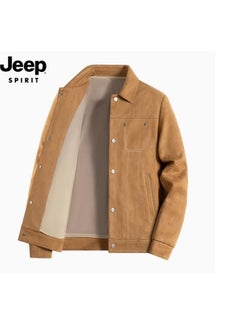 Jeep Men's Suede Loose Jacket With Collar And Oversized Casual Jacket  - Image 1
