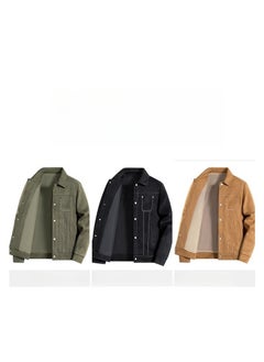 Jeep Men's Suede Loose Jacket With Collar And Oversized Casual Jacket  - Image 2
