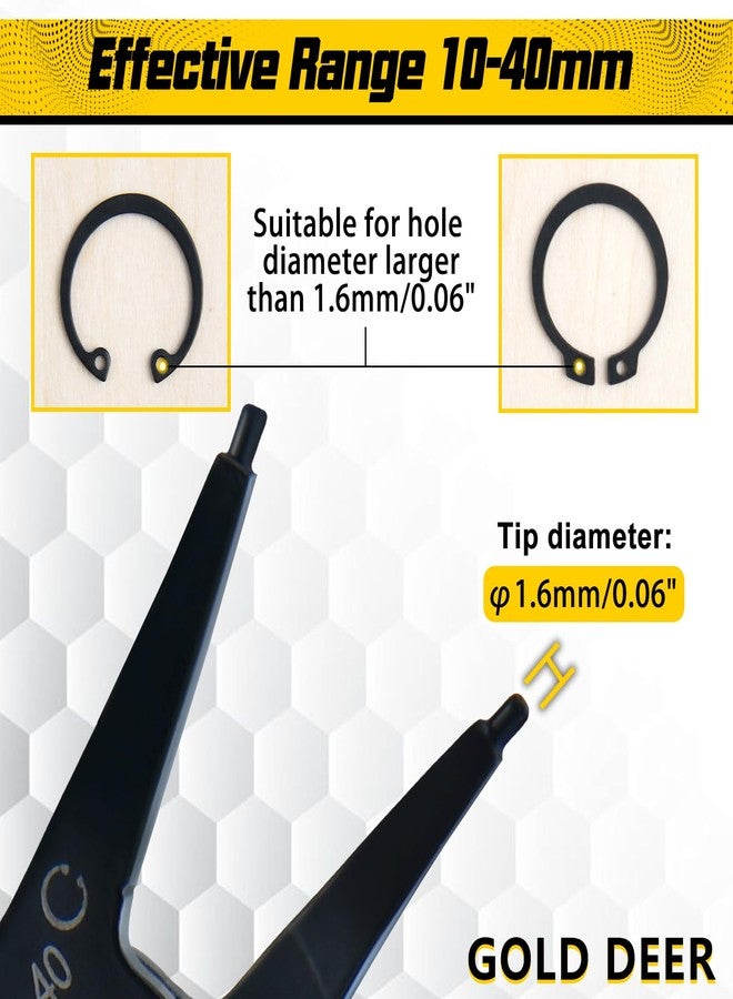 GOLD DEER 2Pcs 2 in 1 Snap Ring Pliers Internal External Circlip Pliers Straight Lock Ring Pliers Dual-purpose Retaining Ring Pliers for 10mm-40mm C-clip Plier for Ring Remover Retaining - Image 5