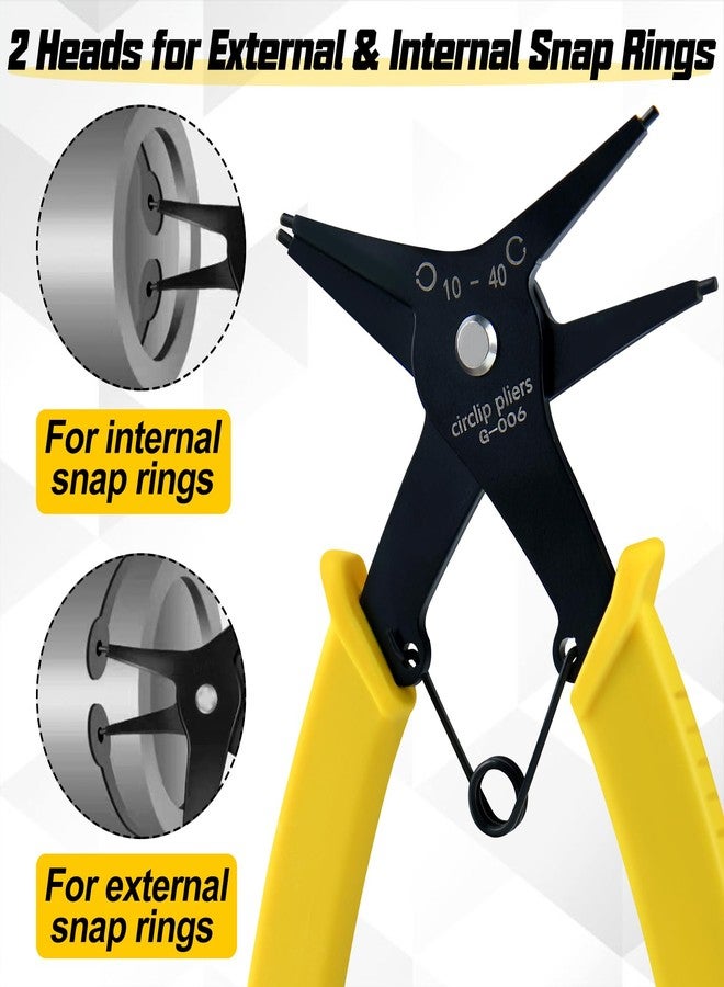 GOLD DEER 2Pcs 2 in 1 Snap Ring Pliers Internal External Circlip Pliers Straight Lock Ring Pliers Dual-purpose Retaining Ring Pliers for 10mm-40mm C-clip Plier for Ring Remover Retaining - Image 3