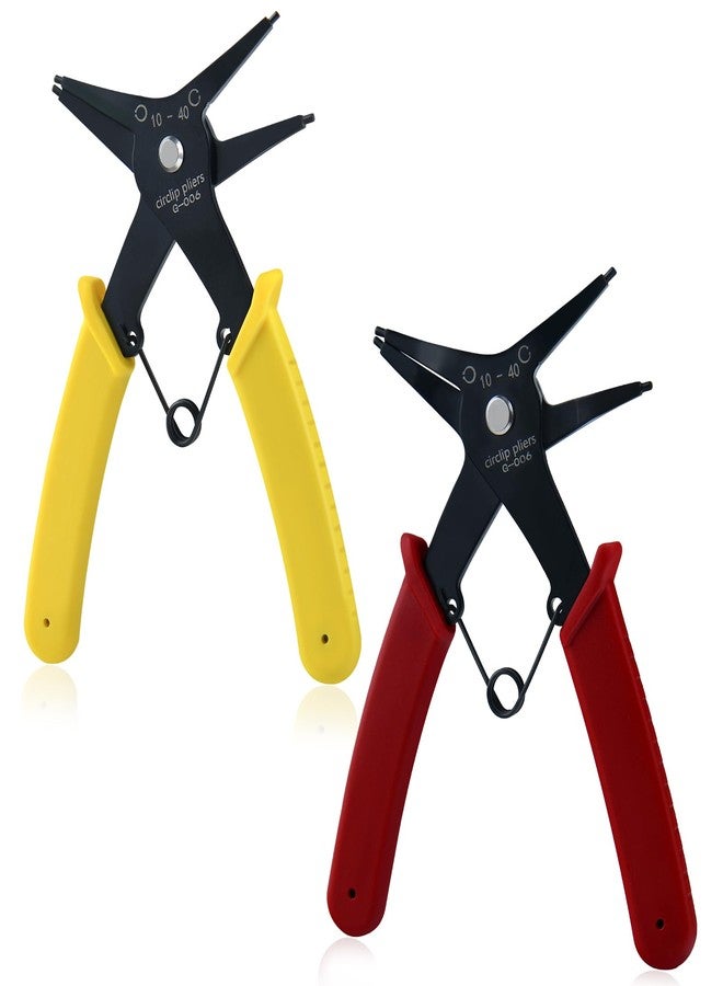 GOLD DEER 2Pcs 2 in 1 Snap Ring Pliers Internal External Circlip Pliers Straight Lock Ring Pliers Dual-purpose Retaining Ring Pliers for 10mm-40mm C-clip Plier for Ring Remover Retaining - Image 1
