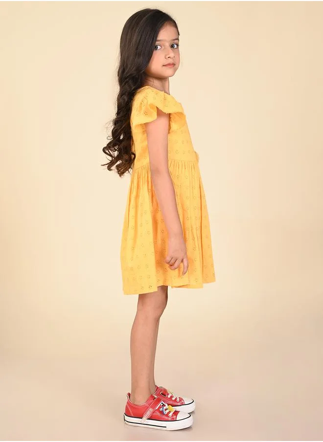 ليل بيكس Floral Corsage Detail Schiffli Dress by Styli