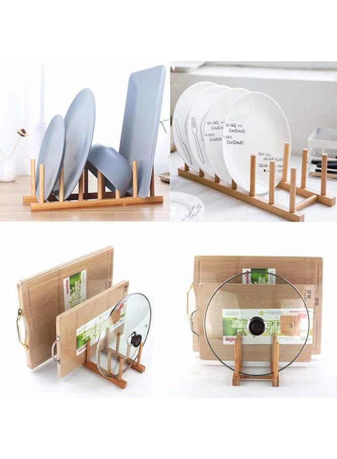 Innerneed Bamboo Dish Rack Dishes Drainboard Drying Drainer Storage Holder Stand Kitchen Cabinet Organizer for Dish, Plate, Bowl, Cup, Pot Lid, Book (set of 2pcs) - Image 4