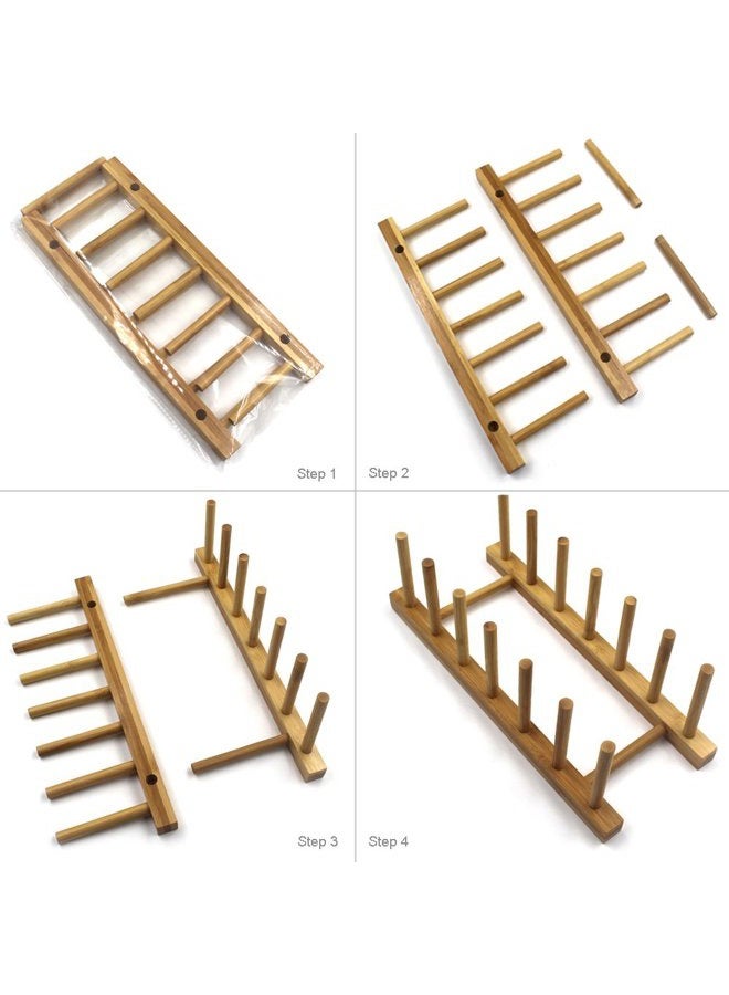 Innerneed Bamboo Dish Rack Dishes Drainboard Drying Drainer Storage Holder Stand Kitchen Cabinet Organizer for Dish, Plate, Bowl, Cup, Pot Lid, Book (set of 2pcs) - Image 3