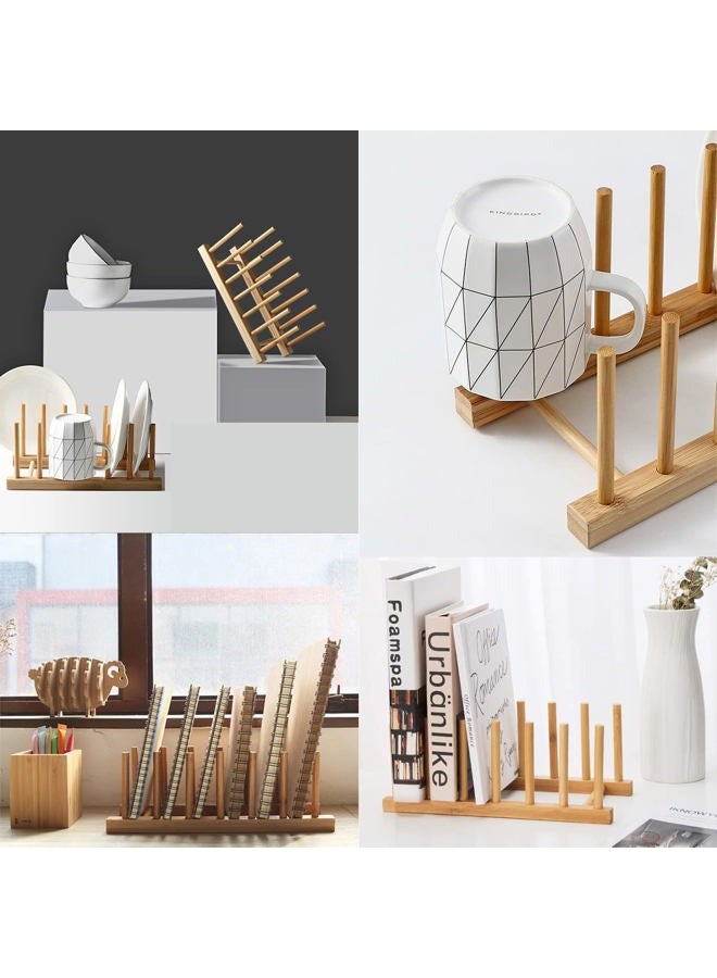 Innerneed Bamboo Dish Rack Dishes Drainboard Drying Drainer Storage Holder Stand Kitchen Cabinet Organizer for Dish, Plate, Bowl, Cup, Pot Lid, Book (set of 2pcs) - Image 5