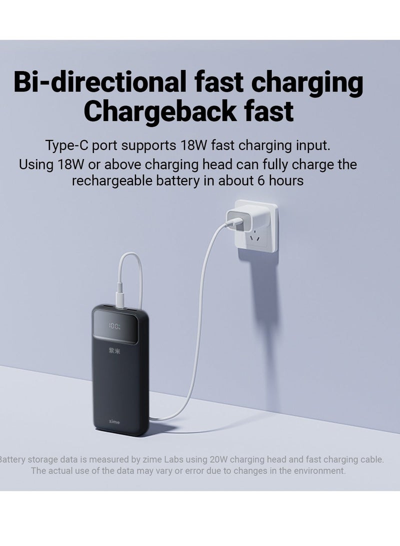 zime باور بانك زيم B225، 10,000 مللي أمبير 22.5 واط كحد أقصى شاحن محمول سريع، 1 USB-C، 2 USB-A، حزمة بطارية لهواتف آيفون 16/15/14/13 وسلسلة جالاكسي والمزيد - Image 4